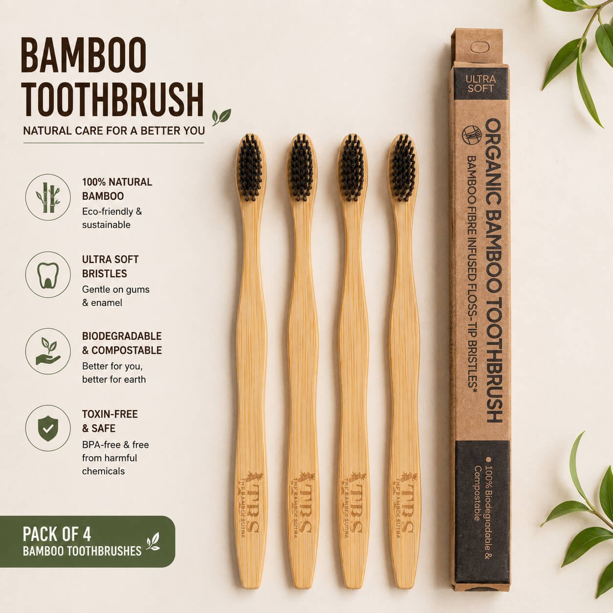 S Curve Charcoal Bristles Toothbrush