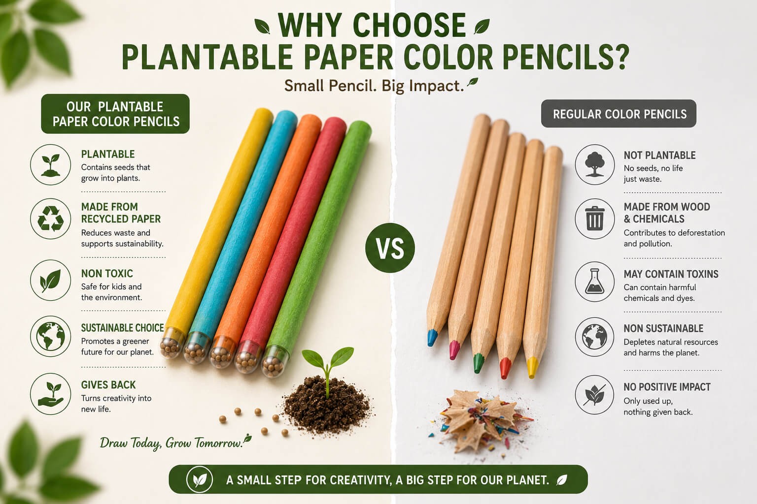 Color Paper Pencil With Seed