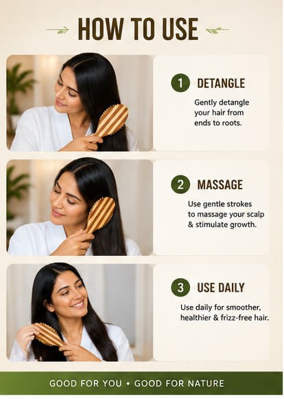 Bamboo Tips Oval Stripped Hair Brush alternative view